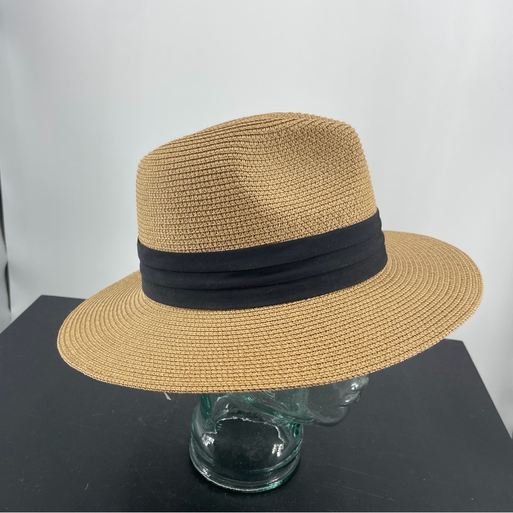 Straw Fedora Beach Sun Hat Wide Brim Panama Roll up Hat UPF 50+ - Picture 3 of 8